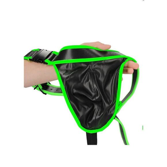 🦋B2G1🦋OUCH! Glow in the Dark NEON GREEN Bonded Leather Buckle JOCK STRAP | S/M - Picture 5 of 8